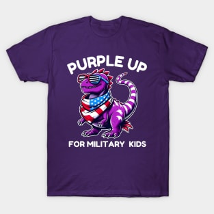 Purple Up For Military Kids Month Of Military Child T-Rex T-Shirt